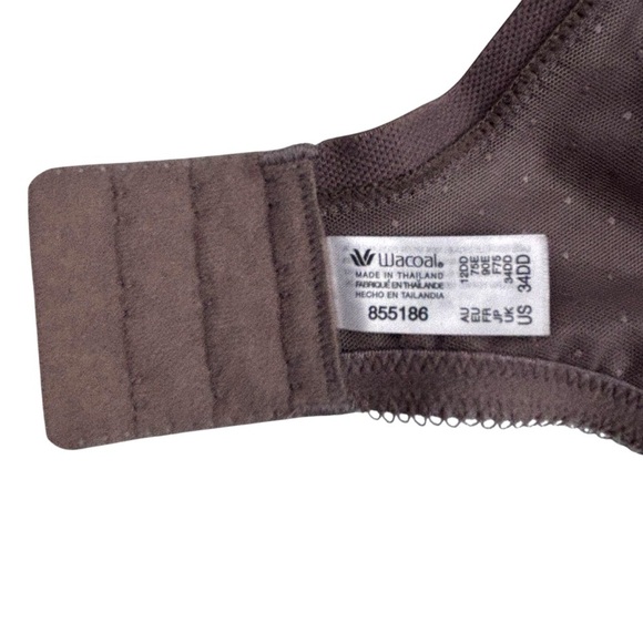 WACOAL STYLE 855186 CAPPUCCINO BROWN FLORAL LACE RETRO CHIC UNLINED BRA 34DD 34E - Picture 11 of 12